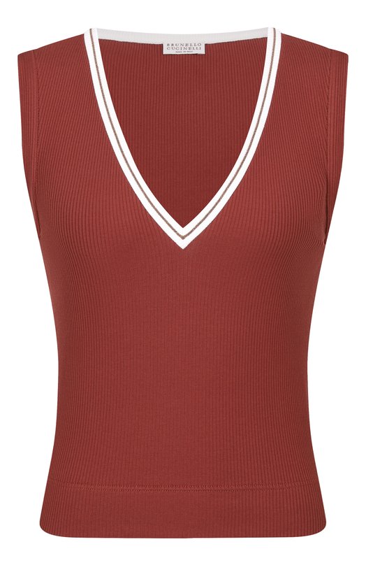 Хлопковый топ Brunello Cucinelli MG902D0302 Коричневый MG902D0302