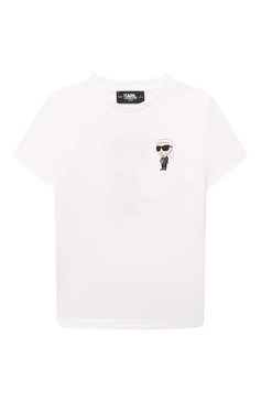 Детская хлопковая футболка KARL LAGERFELD KIDS белого цвета, арт. Z30054 | Фото 1 (Рукава: Короткие; Материал сплава: Проставлено; Материал внешний: Хлопок; Мальчики Кросс-КТ: Футболка-одежда; Драгоценные камни: Проставлено; Ростовка одежда: 16 лет | 164 см, 7 лет | 122 см, 9 лет | 134 см, 13 - 15 лет | 158 см, 12 лет | 152 см)