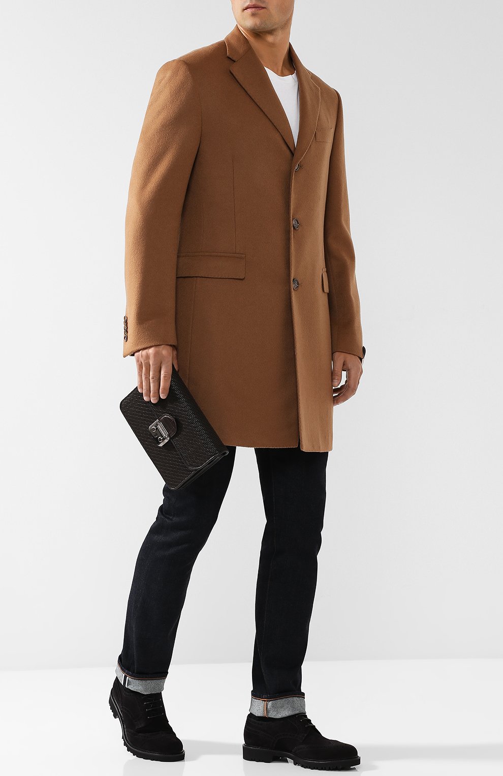 Кожаная борсетка с отделкой из кожи крокодила ZEGNA, арт. C1327E-PC0/AMIS, фото 2