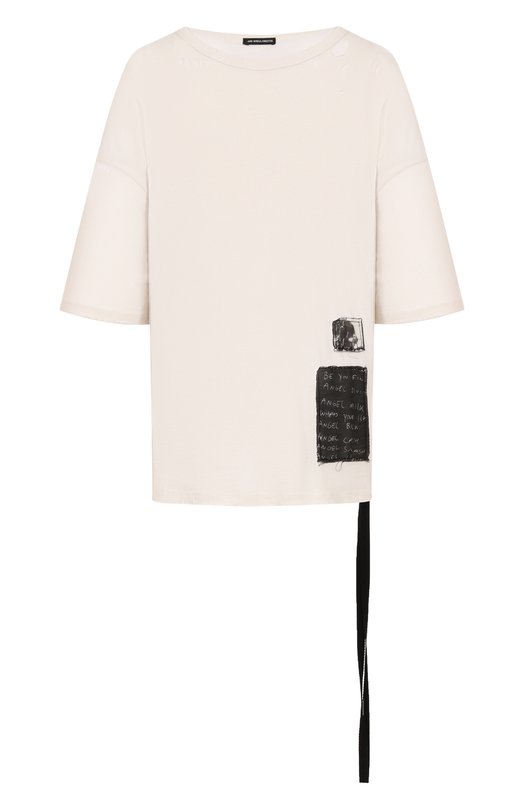 Хлопковая футболка Ann Demeulemeester B0013222/FA637 Кремовый B0013222/FA637