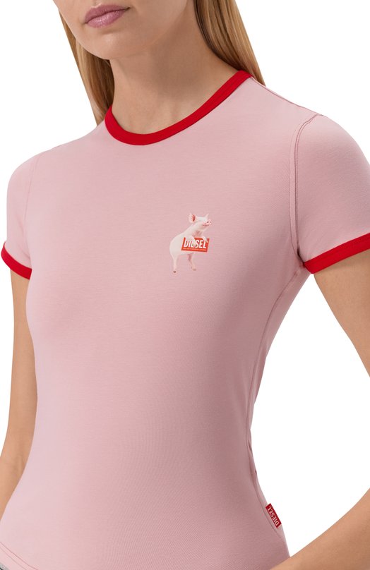 Хлопковая футболка Diesel A21919/0QHHA Розовый  A21919/0QHHA Фото 5