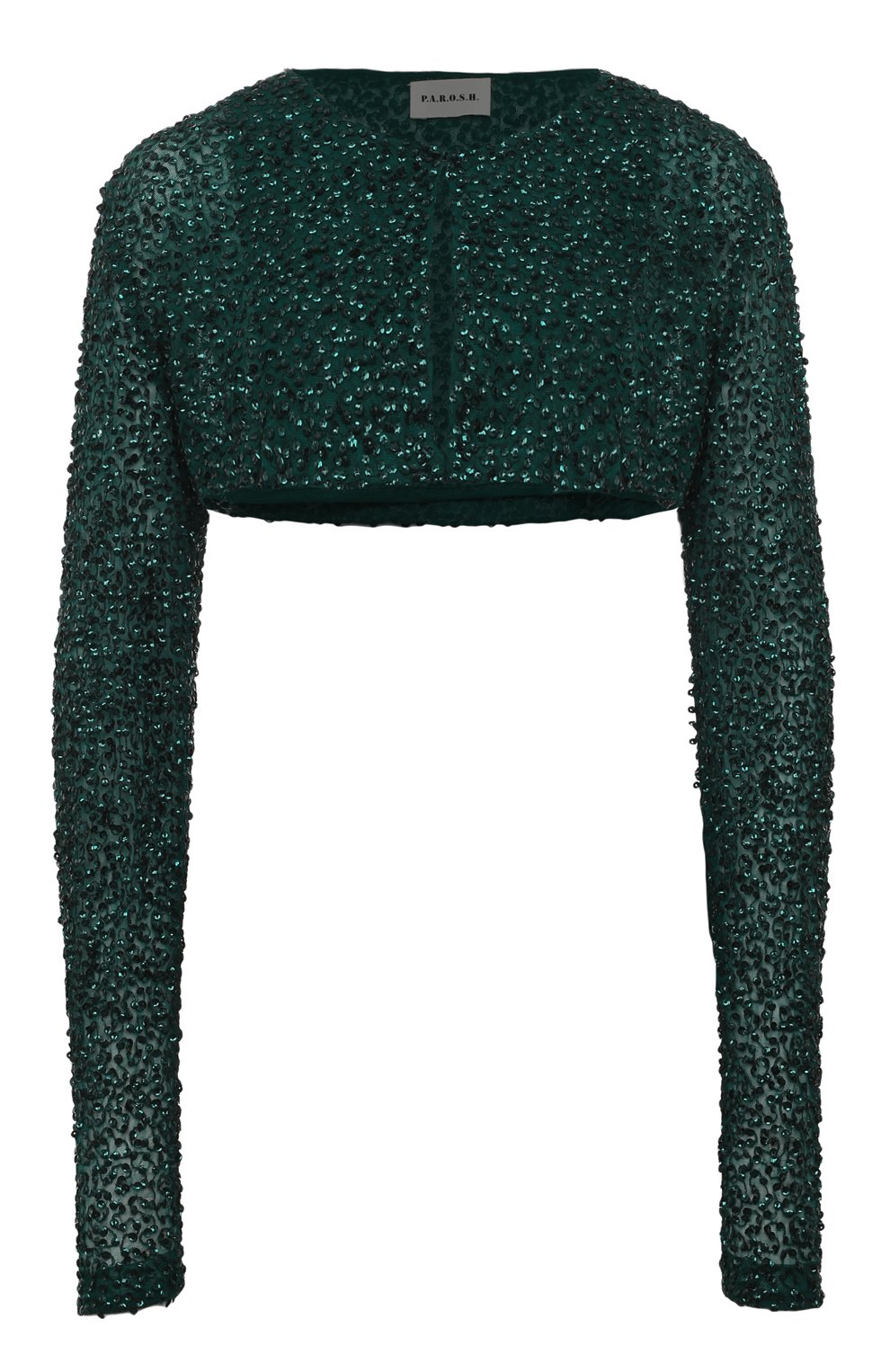 Жакет-болеро P.A.R.O.S.H. темно-зеленого цвета по цене 53950 руб., арт. GELEE-D431501, фото 1 Жакет-болеро P.A.R.O.S.H., арт. GELEE-D431501, фото 1