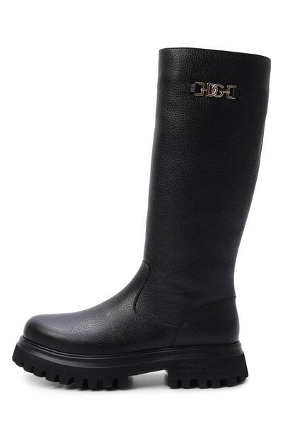 Кожаные сапоги DOLCE & GABBANA черного цвета по цене 84200 руб., арт. D11435/A0722, фото 2 Кожаные сапоги DOLCE & GABBANA, арт. D11435/A0722, фото 2