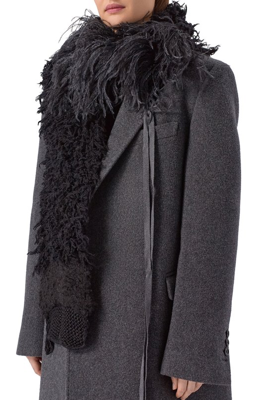 Шерстяной шарф Ann Demeulemeester B0013611/KN082 Чёрный  B0013611/KN082 Фото 2