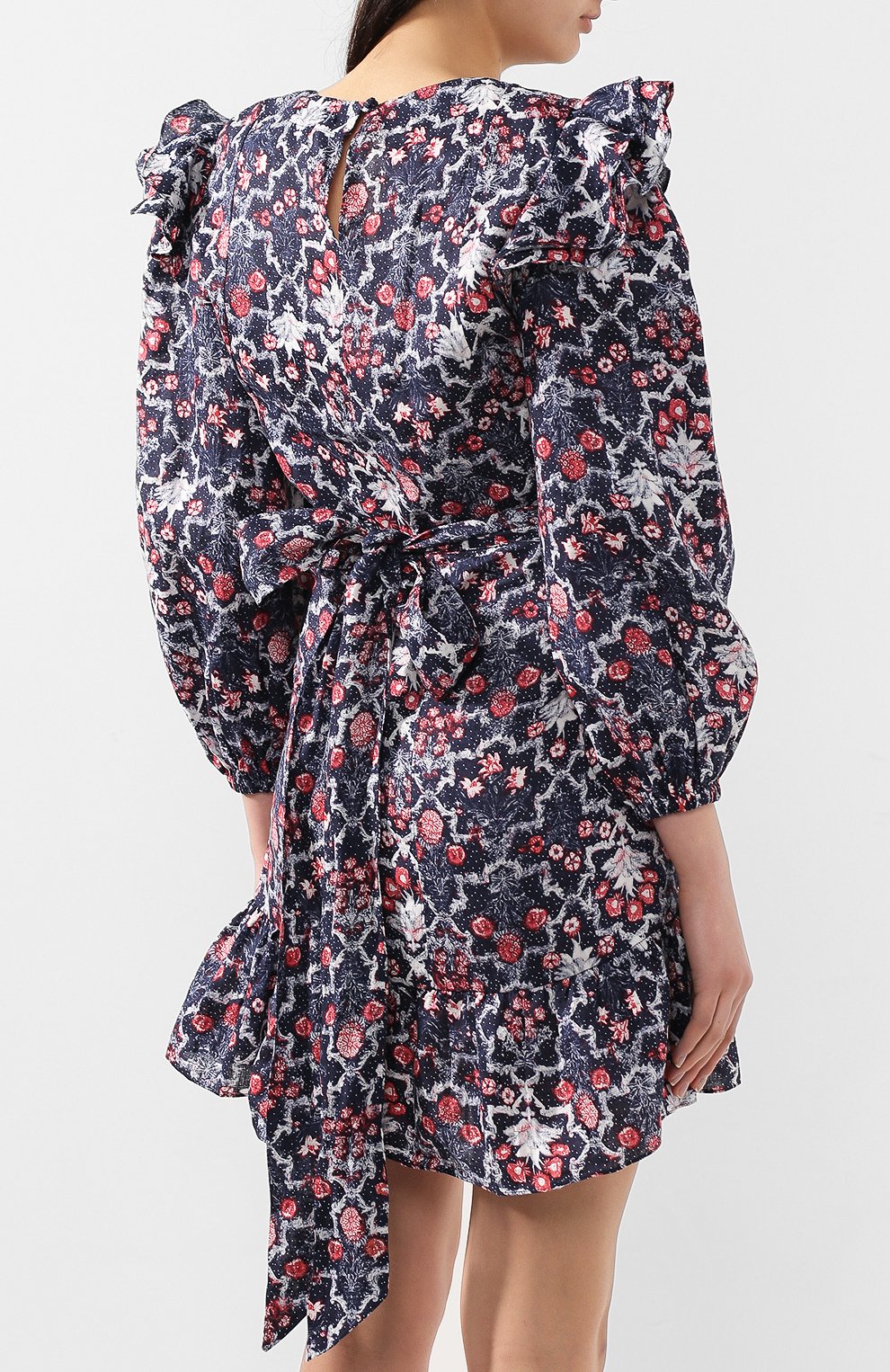 Льняное платье с принтом ISABEL MARANT ETOILE синего цвета по цене 35250 руб., арт. R01288-19P025E/TELICIA, фото 4 Льняное платье с принтом ISABEL MARANT ETOILE, арт. R01288-19P025E/TELICIA, фото 4