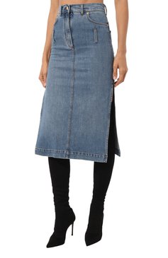 Женская джинсовая юбка DOLCE & GABBANA голубого цвета, арт. F4CP1D/GDBV1 | Фото 3 (Длина Ж (юбки, платья, шорты): Миди; Драгоценные камни: Проставлено; Материал сплава: Проставлено; Материал внешний: Хлопок, Деним; Кросс-КТ: Деним; Стили: Гранж; Женское Кросс-КТ: Юбка-одежда)