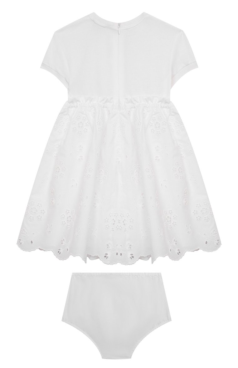 Женский комплект из платья и шорт DOLCE & GABBANA белого цвета, арт. L2JD9D/G7NXV | Фото 2 (Материал внешний: Хлопок; Нос: Не проставлено; Ростовка одежда: 12 мес | 80 см, 9 мес | 74 см)
