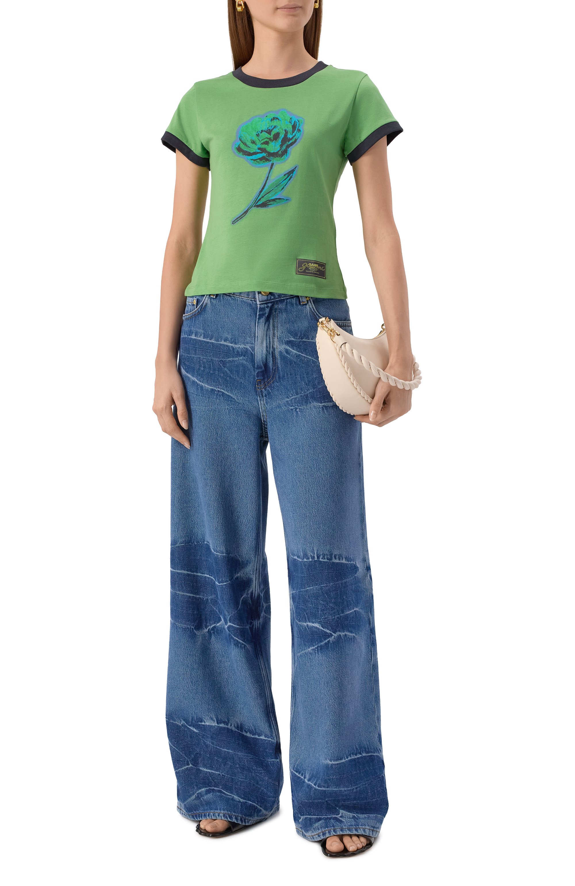 Хлопковая футболка GANNI, арт. T4227, фото 2