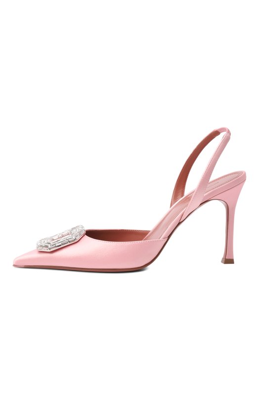 Атласные туфли Camelia Sling 90 Amina Muaddi CAMELIA SLING 90/SATIN Розовый  CAMELIA SLING 90/SATIN Фото 4