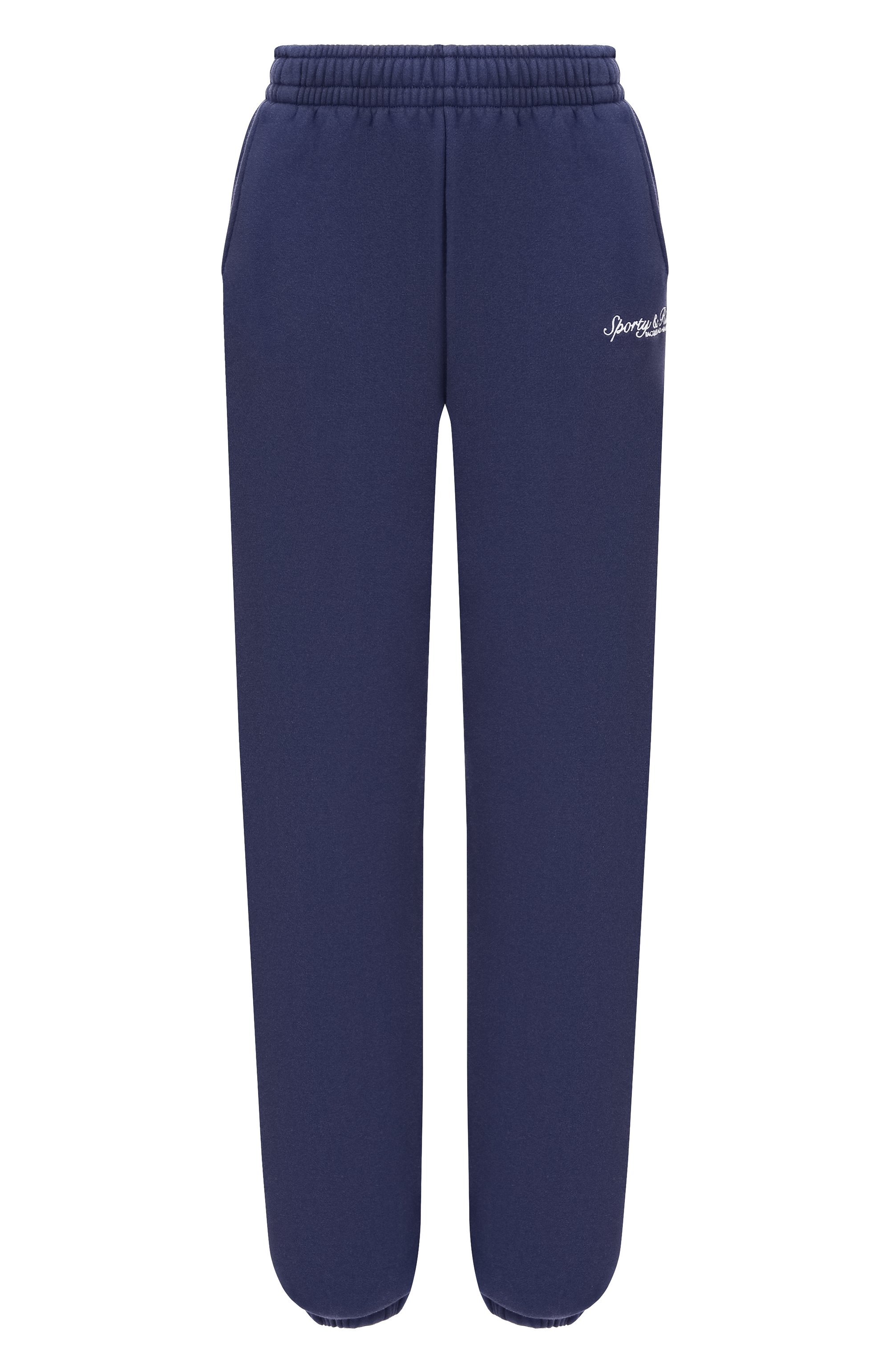 Хлопковые джоггеры SPORTY AND RICH темно-синего цвета по цене 30750 руб., арт. PA07075325BL106, фото 1 Хлопковые джоггеры SPORTY AND RICH, арт. PA07075325BL106, фото 1