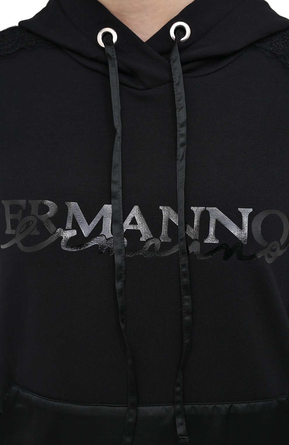 Хлопковое худи ERMANNO ERMANNO SCERVINO черного цвета по цене 43800 руб., арт. 47T FL13 FEL, фото 5 Хлопковое худи ERMANNO ERMANNO SCERVINO, арт. 47T FL13 FEL, фото 5