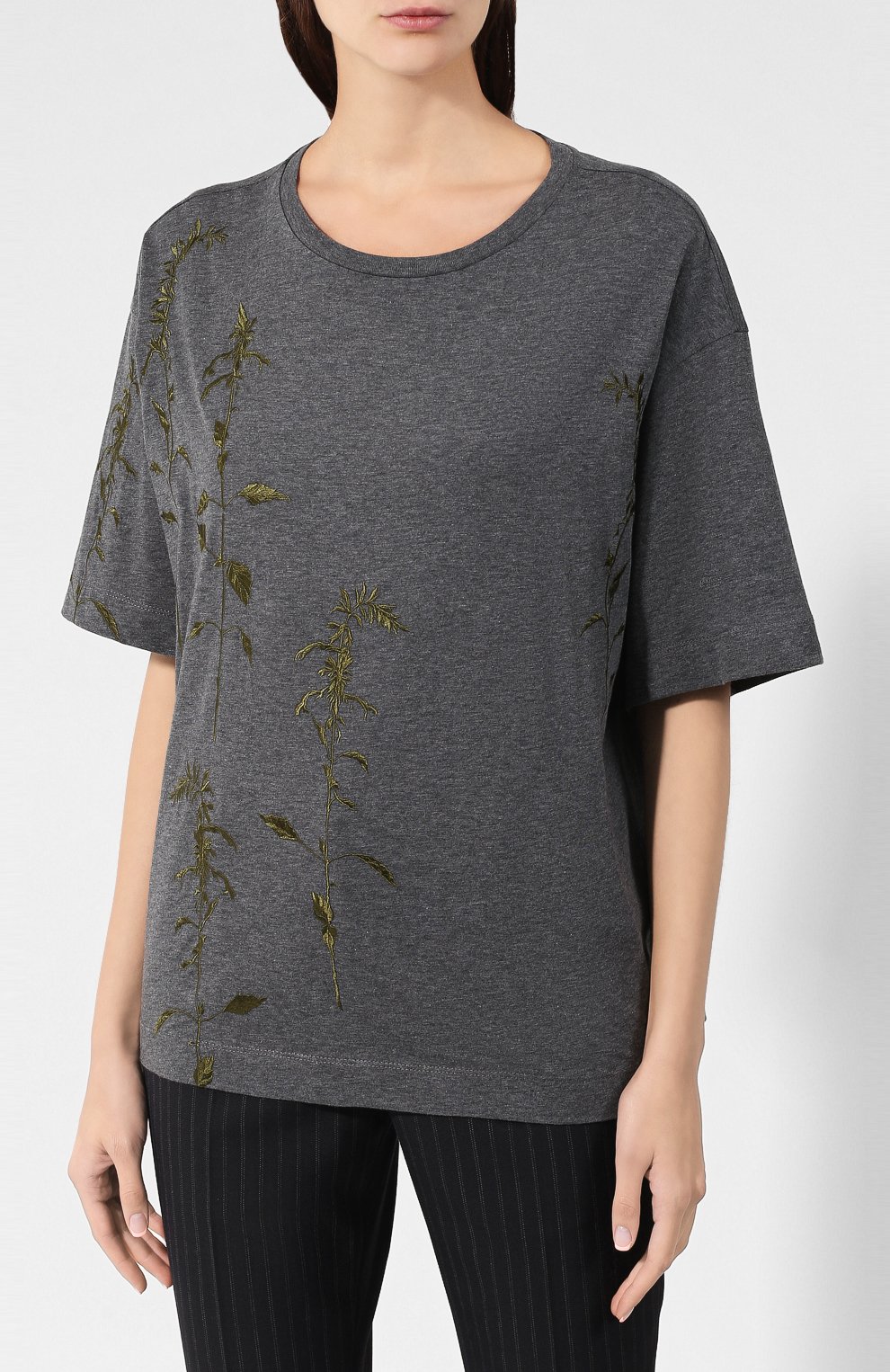 Хлопковая футболка DRIES VAN NOTEN серого цвета по цене 22900 руб., арт. 192-11179-8611, фото 3 Хлопковая футболка DRIES VAN NOTEN, арт. 192-11179-8611, фото 3