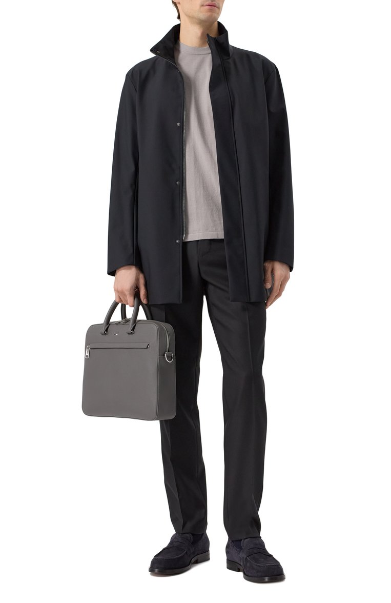 Мужская куртка EMPORIO ARMANI черного цвета, арт. 8N1L81/1NZAZ | Фото 2 (Рукава: Длинные; Длина (верхняя одежда): До середины бедра; Материал подклада: Синтетический материал; Материал внешний: Синтетический материал; Кросс-КТ: Ветровки, Куртка, Легкие; Стили: Кэжуэл)