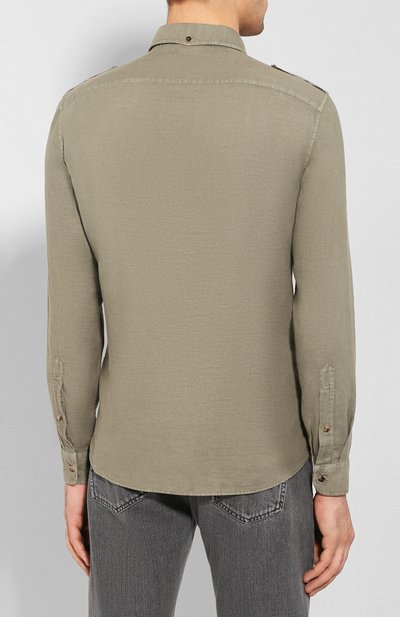 Рубашка изо льна и хлопка BRUNELLO CUCINELLI, арт. MD6983058, фото 4