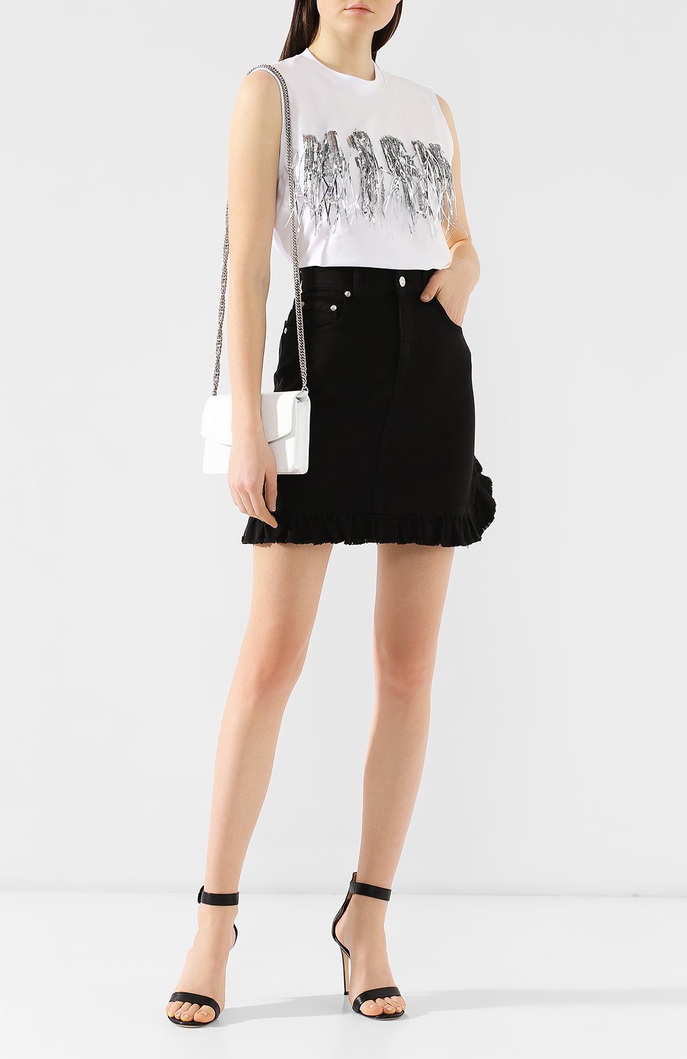 Хлопковый топ MSGM белого цвета по цене 19600 руб., арт. 2641MDM90X 195298, фото 2 Хлопковый топ MSGM, арт. 2641MDM90X 195298, фото 2