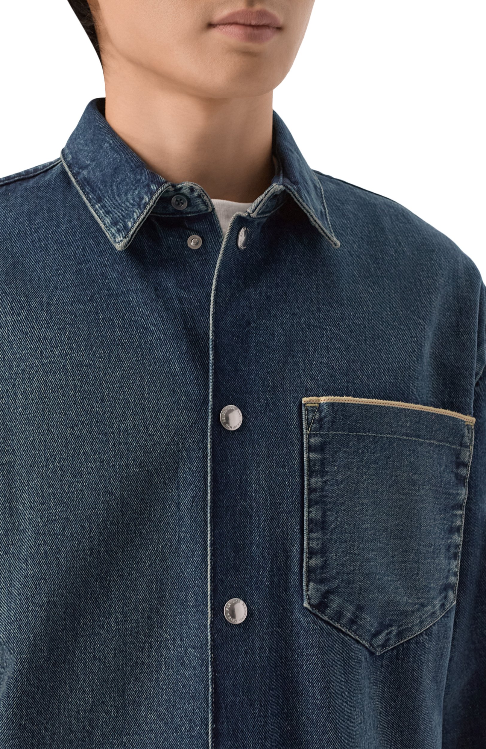 Джинсовая рубашка 7 FOR ALL MANKIND синего цвета по цене 43250 руб., арт. 7T800H49, фото 5 Джинсовая рубашка 7 FOR ALL MANKIND, арт. 7T800H49, фото 5