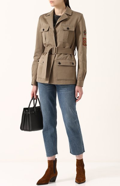 Френч из смеси хлопка и льна с поясом SAINT LAURENT, арт. 509201/Y121S, фото 2