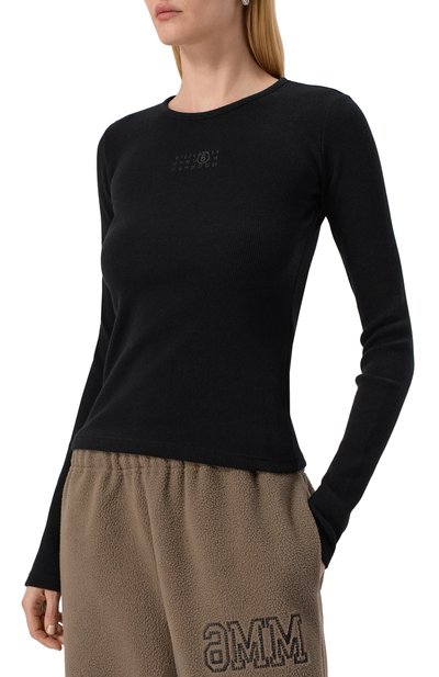Лонгслив из хлопка и шерсти MM6 черного цвета по цене 38700 руб., арт. S52NH0029/M20122, фото 3 Лонгслив из хлопка и шерсти MM6, арт. S52NH0029/M20122, фото 3