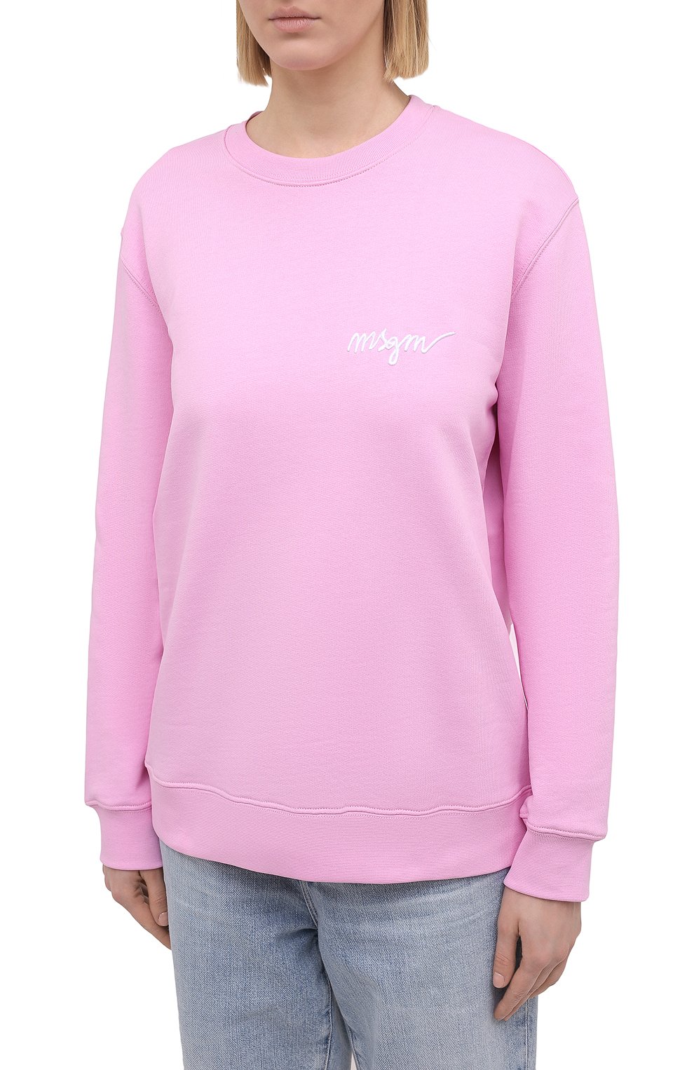 Хлопковый свитшот MSGM светло-розового цвета по цене 18350 руб., арт. 3041MDM107 217299, фото 3 Хлопковый свитшот MSGM, арт. 3041MDM107 217299, фото 3