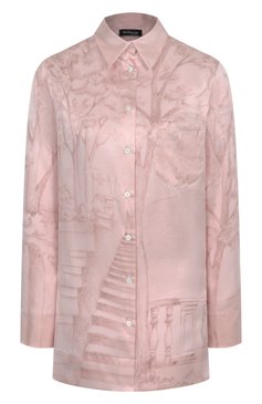 Женская атласная рубашка KITON розового цвета, арт. D58460K0926E10 | Фото 1 (Длина (для топов): Удлиненные; Рукава: Длинные; Материал внешний: Шелк; Принт: С принтом; Стили: Кэжуэл; Женское Кросс-КТ: Рубашка-одежда)