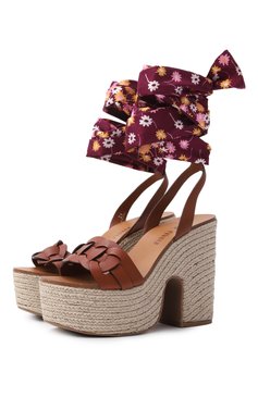 Кожаные босоножки MIU MIU, арт. 5XZ444-3L81-F0ISI-125, фото 1