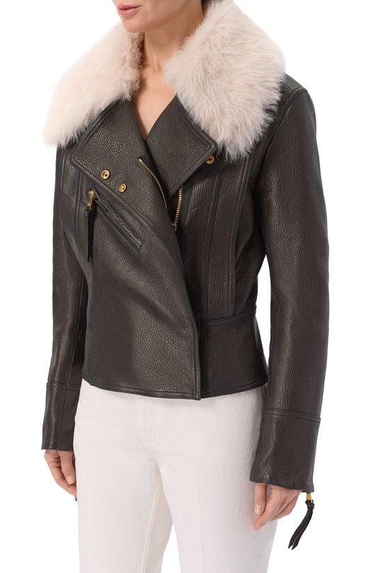 Кожаная куртка Balmain GF1TD215/LE31 Чёрный  GF1TD215/LE31 Фото 3