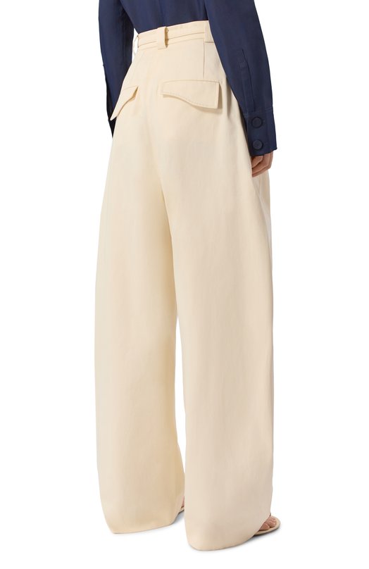 Хлопковые брюки Sportmax SPXID0NE0 Кремовый  SPXID0NE0 Фото 4