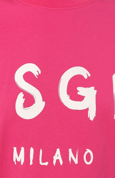 Хлопковая футболка MSGM фуксия цвета по цене 11650 руб., арт. 3641MDM510/247002, фото 5 Хлопковая футболка MSGM, арт. 3641MDM510/247002, фото 5
