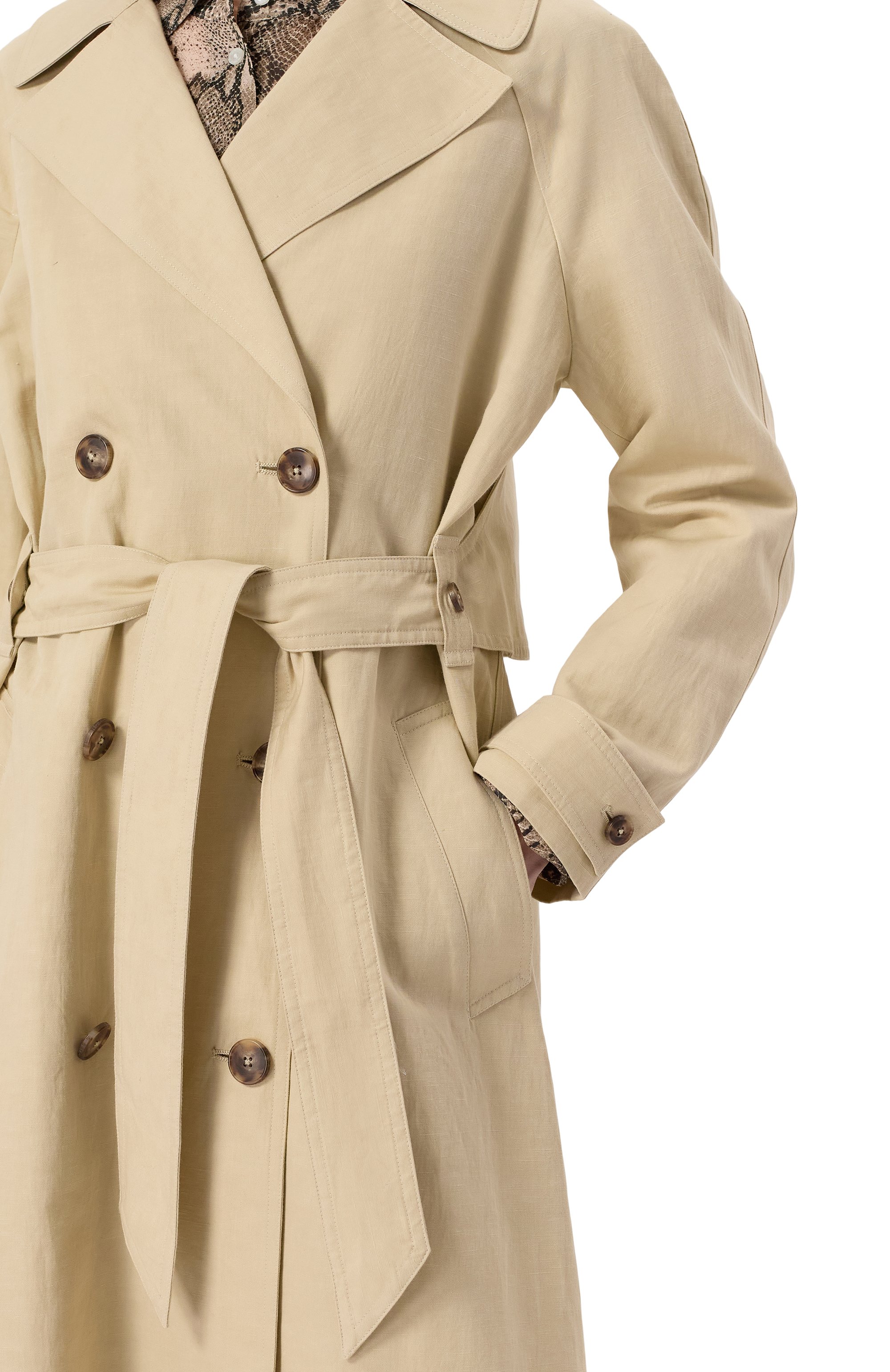 Тренч из хлопка и льна YVES SALOMON, арт. 25EYM03515C0LI/A2235, фото 5