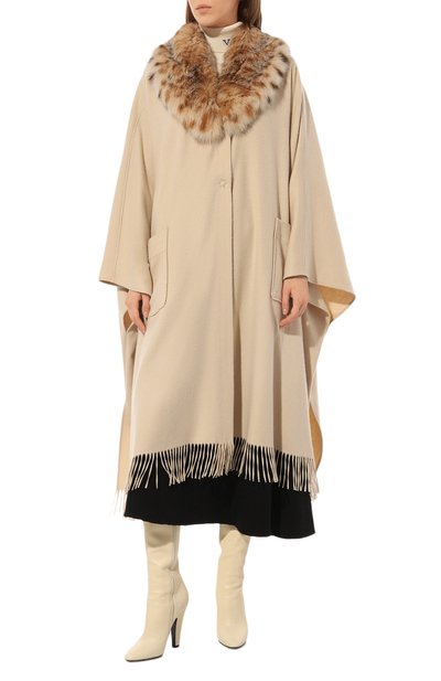 Кашемировый кейп с воротником из меха рыси SABLEFUR, арт. 72214-sb-01, фото 3