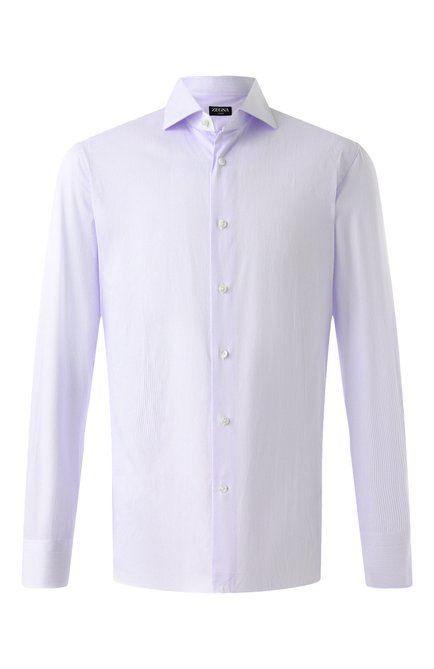 Мужская хлопковая сорочка ZEGNA светло-голубого цвета, арт. 701036A7/9MS0BA | Фото 1 (Драгоценные камни: Проставлено; Материал сплава: Проставлено; Рукава: Длинные; Материал внешний: Хлопок; Длина (для топов): Стандартные)