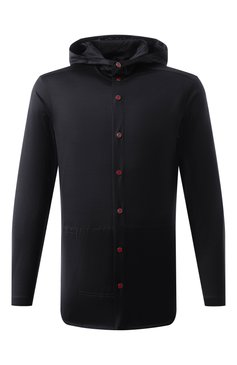 Мужская хлопковая рубашка KITON черного цвета, арт. UMCPETEH0923417 | Фото 1 (Длина (для топов): Стандартные; Рукава: Длинные; Драгоценные камни: Проставлено; Материал сплава: Проставлено; Принт: Однотонные; Стили: Кэжуэл; Воротник: С капюшоном; Случай: Повседневный; Манжеты: Без застежки; Материал внешний: Хлопок)