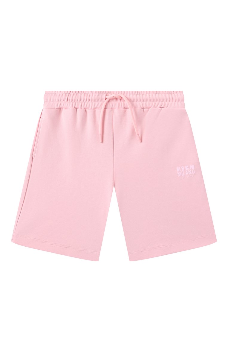 Детские хлопковые шорты MSGM KIDS светло-розового цвета, арт. S5MSJUBE173 | Фото 1 (Нос: Не проставлено; Случай: Повседневный; Мальчики Кросс-КТ: Шорты-спорт; Материал внешний: Хлопок; Ростовка одежда: 6 лет | 116 см, 16 лет | 164 см, 8 лет | 128 см, 12 лет | 152 см, 10 - 11 лет | 140 - 146см)