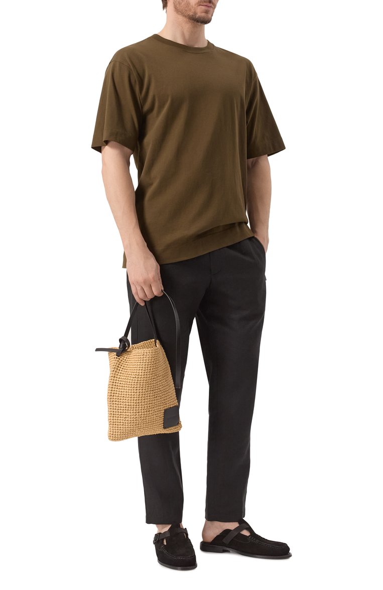 Мужская сумка JIL SANDER бежевого цвета, арт. J49WG0024-P7347 | Фото 7 (Ремень/цепочка: На ремешке; Размер: medium; Материал: Рафия)