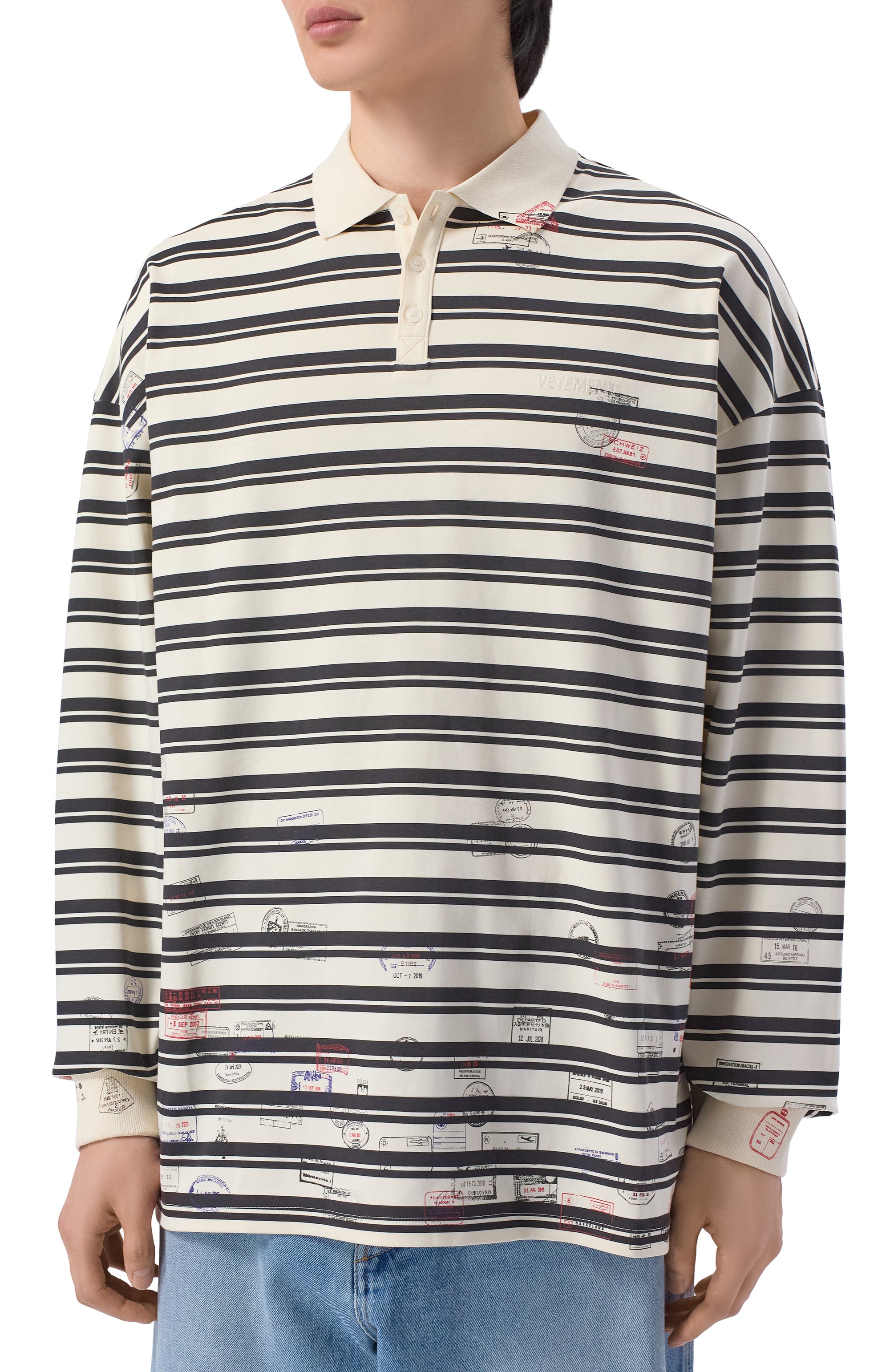 Хлопковое поло VETEMENTS, арт. ME76P0231WB/26430 JERSEY, фото 3
