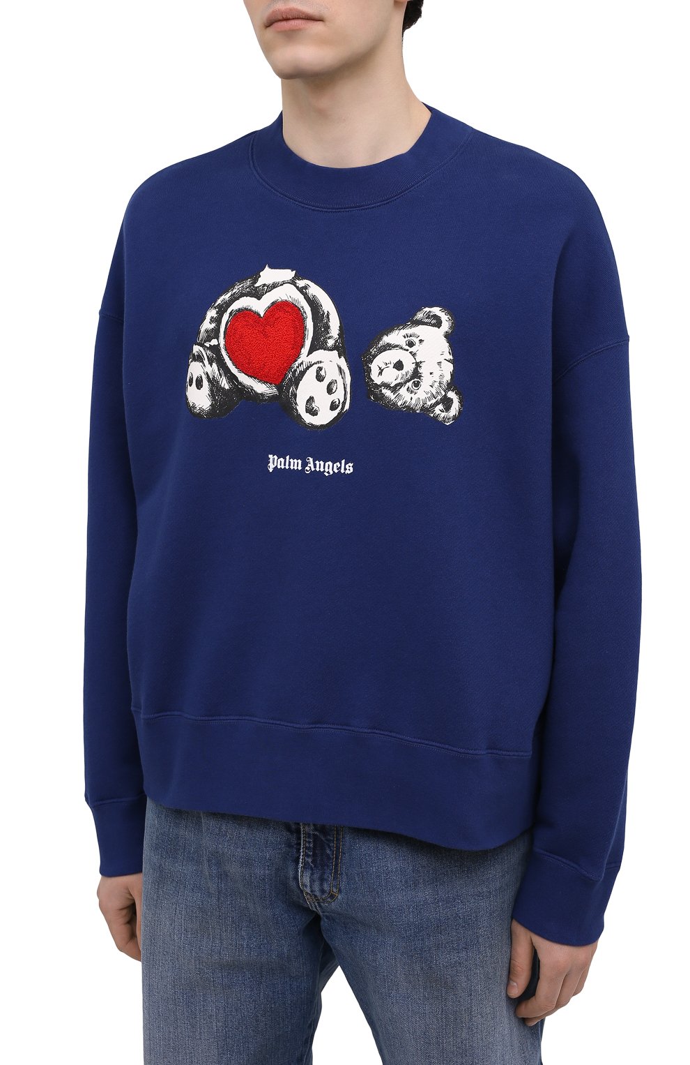 Хлопковый свитшот PALM ANGELS темно-синего цвета по цене 65850 руб., арт. PMBA026S21FLE0084601, фото 3 Хлопковый свитшот PALM ANGELS, арт. PMBA026S21FLE0084601, фото 3