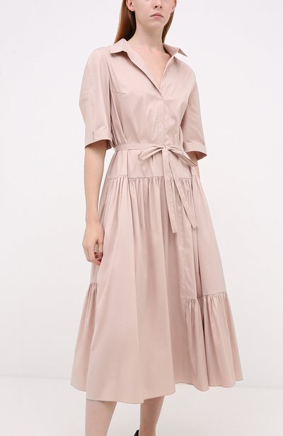 Хлопковое платье TEGIN бежевого цвета по цене 38500 руб., арт. SD1907A, фото 3 Хлопковое платье TEGIN, арт. SD1907A, фото 3