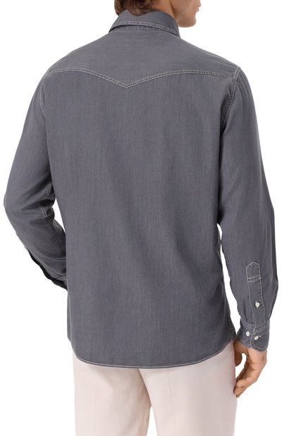 Джинсовая рубашка BRUNELLO CUCINELLI, арт. MR6834008, фото 4