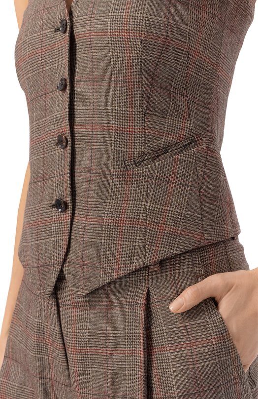 Шерстяной жилет Kiton D47456K0571G01 Коричневый  D47456K0571G01 Фото 5