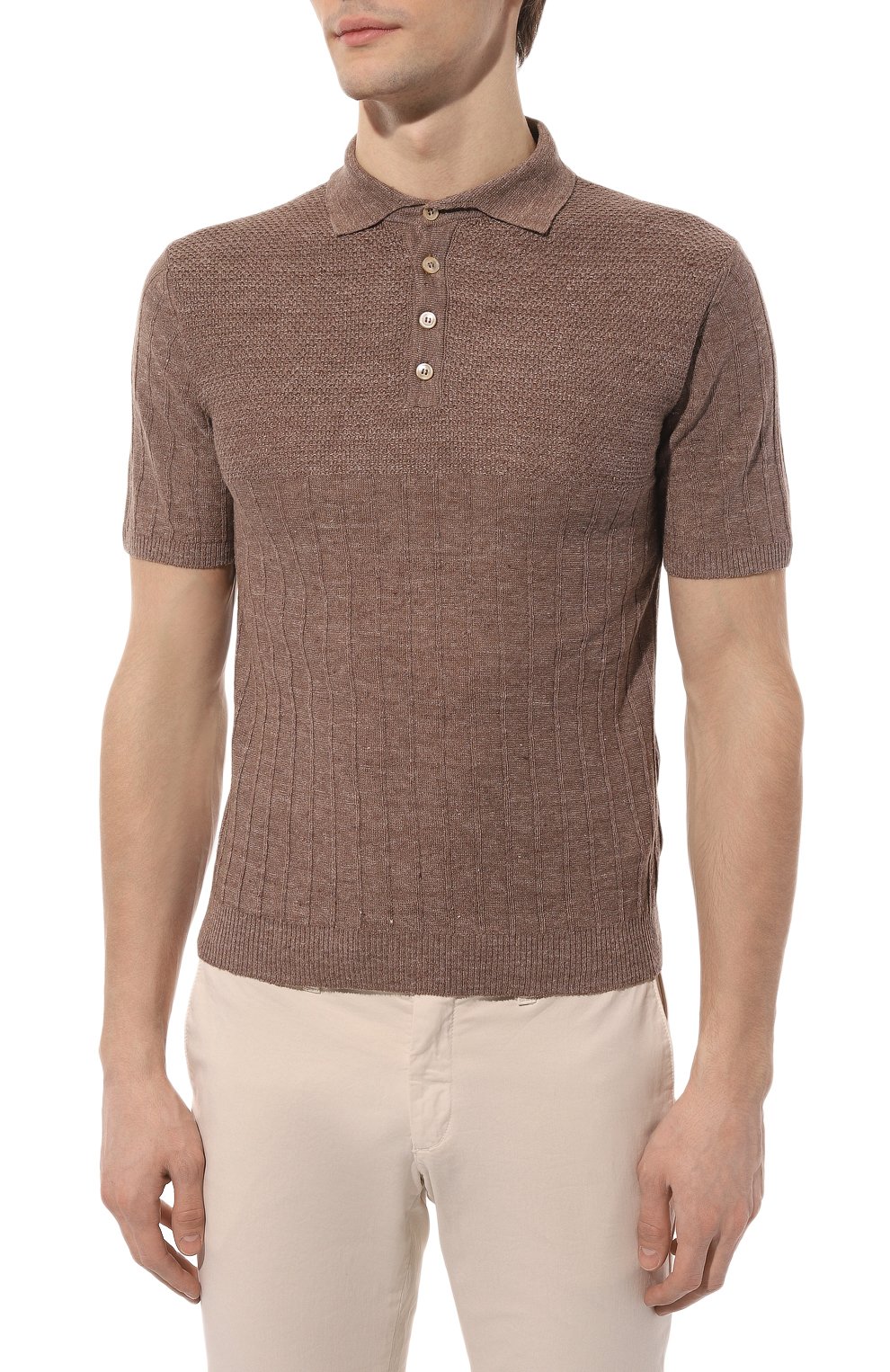 Поло изо льна и хлопка DANIELE FIESOLI коричневого цвета по цене 17550 руб., арт. DF0390, фото 3 Поло изо льна и хлопка DANIELE FIESOLI, арт. DF0390, фото 3