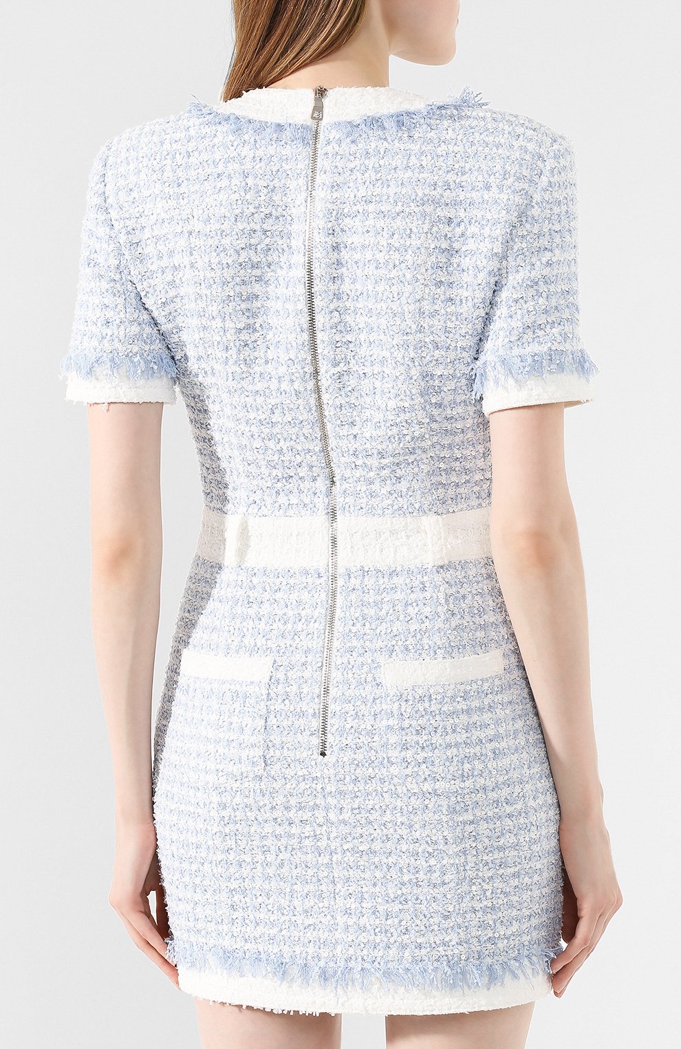 Платье BALMAIN голубого цвета по цене 322000 руб., арт. SF26150/C179, фото 4 Платье BALMAIN, арт. SF26150/C179, фото 4