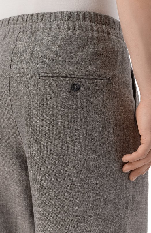 Брюки изо льна и шелка Giorgio Armani GM002253/TE20785 Коричневый  GM002253/TE20785 Фото 5