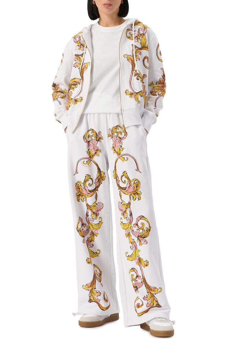 Женский хлопковая толстовка VERSACE JEANS COUTURE белого цвета, арт. 78HAI3P6/FS192 | Фото 2 (Материал сплава: Проставлено; Драгоценные камни: Проставлено; Длина (для топов): Стандартные; Рукава: Длинные; Материал подклада: Хлопок; Стили: Гламурный; Женское Кросс-КТ: Кардиган-одежда; Материал внешний: Хлопок)