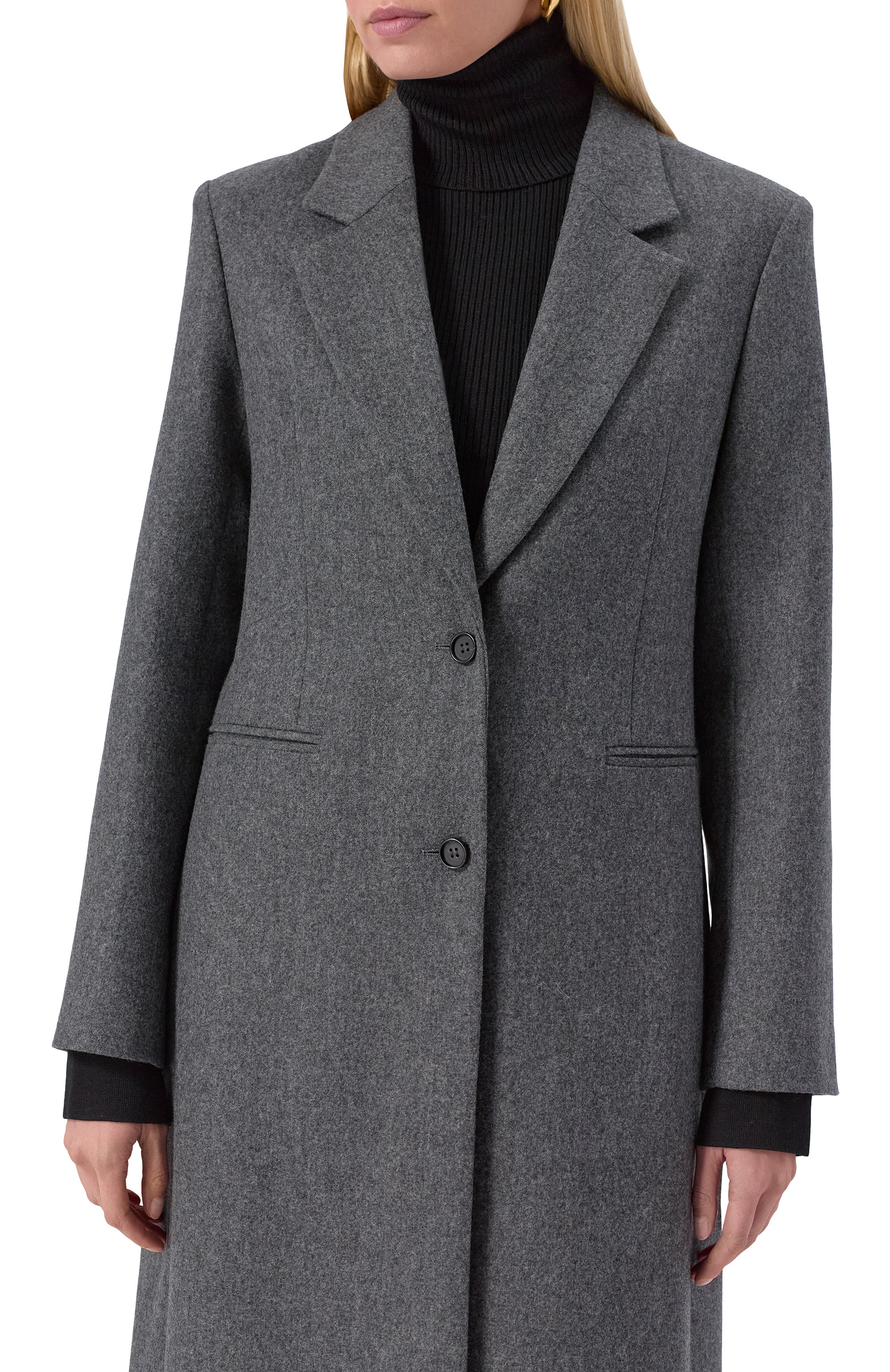 Шерстяное пальто LORENA ANTONIAZZI серого цвета по цене 169500 руб., арт. CP52B/4010, фото 5 Шерстяное пальто LORENA ANTONIAZZI, арт. CP52B/4010, фото 5