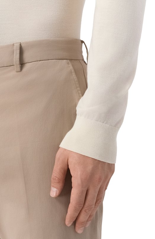 Хлопковые брюки Zegna TR00/RUE17A8 Бежевый  TR00/RUE17A8 Фото 5