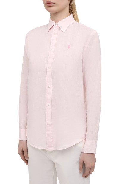 Льняная рубашка POLO RALPH LAUREN светло-розового цвета по цене 14650 руб., арт. 211827658, фото 3 Льняная рубашка POLO RALPH LAUREN, арт. 211827658, фото 3