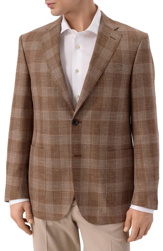 Пиджак из шерсти и шелка Corneliani 256018-2516208 Коричневый  256018-2516208 Фото 5