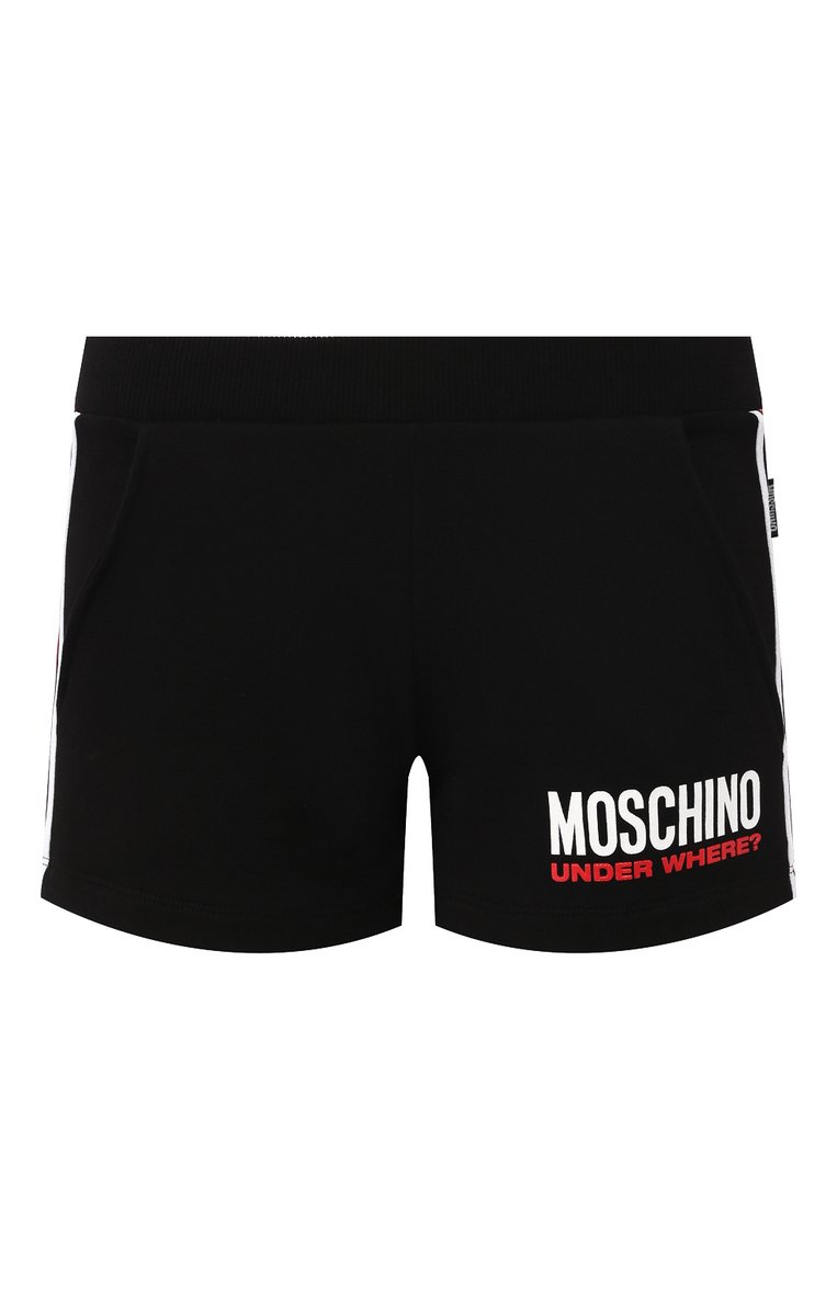 Женские хлопковые шорты MOSCHINO черного цвета, арт. A4308/9012 | Фото 1 (Материал внешний: Хлопок; Женское Кросс-КТ: Домашние шорты; Материал сплава: Проставлено; Нос: Не проставлено)