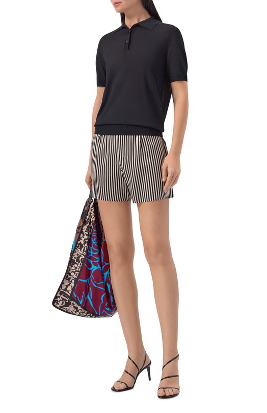 Шелковые шорты Petar Petrov S26TP13 Чёрно-белый  S26TP13 Фото 2