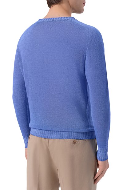Льняной джемпер 120% LINO синего цвета по цене 35500 руб., арт. 33ALIM39FF/F966/S000, фото 4 Льняной джемпер 120% LINO, арт. 33ALIM39FF/F966/S000, фото 4